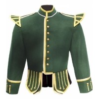 Dark Green Highland Doublet Silver Piping